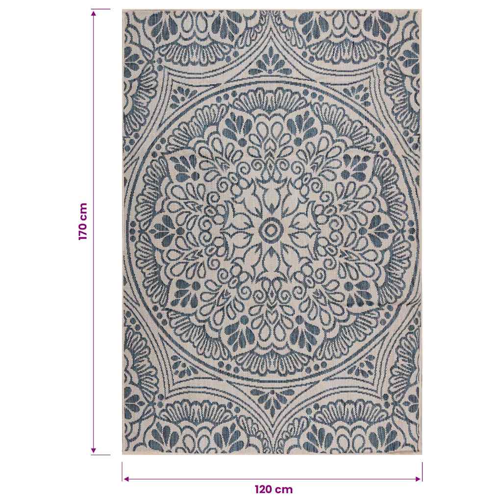 vidaXL Outdoor Flatweave Rug 120x170 cm Blue Pattern 6