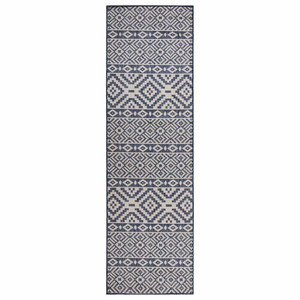 vidaXL Outdoor Flatweave Rug 80x250 cm Blue Stripes 1