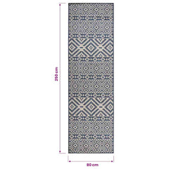 vidaXL Outdoor Flatweave Rug 80x250 cm Blue Stripes 6