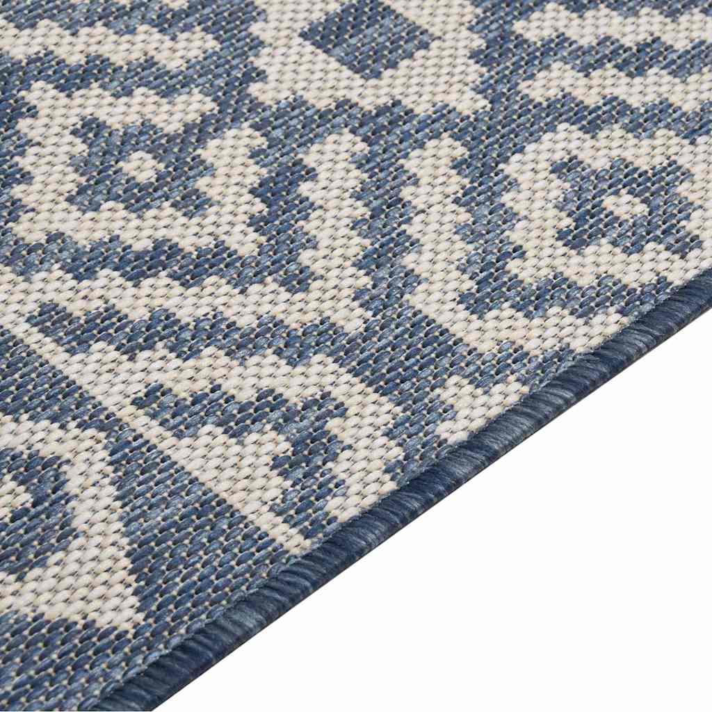 vidaXL Outdoor Flatweave Rug 100x200 cm Blue Stripes 4