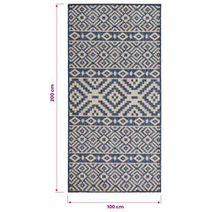 vidaXL Outdoor Flatweave Rug 100x200 cm Blue Stripes 6