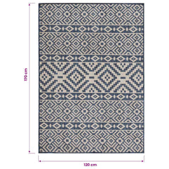 vidaXL Outdoor Flatweave Rug 120x170 cm Blue Stripes 6