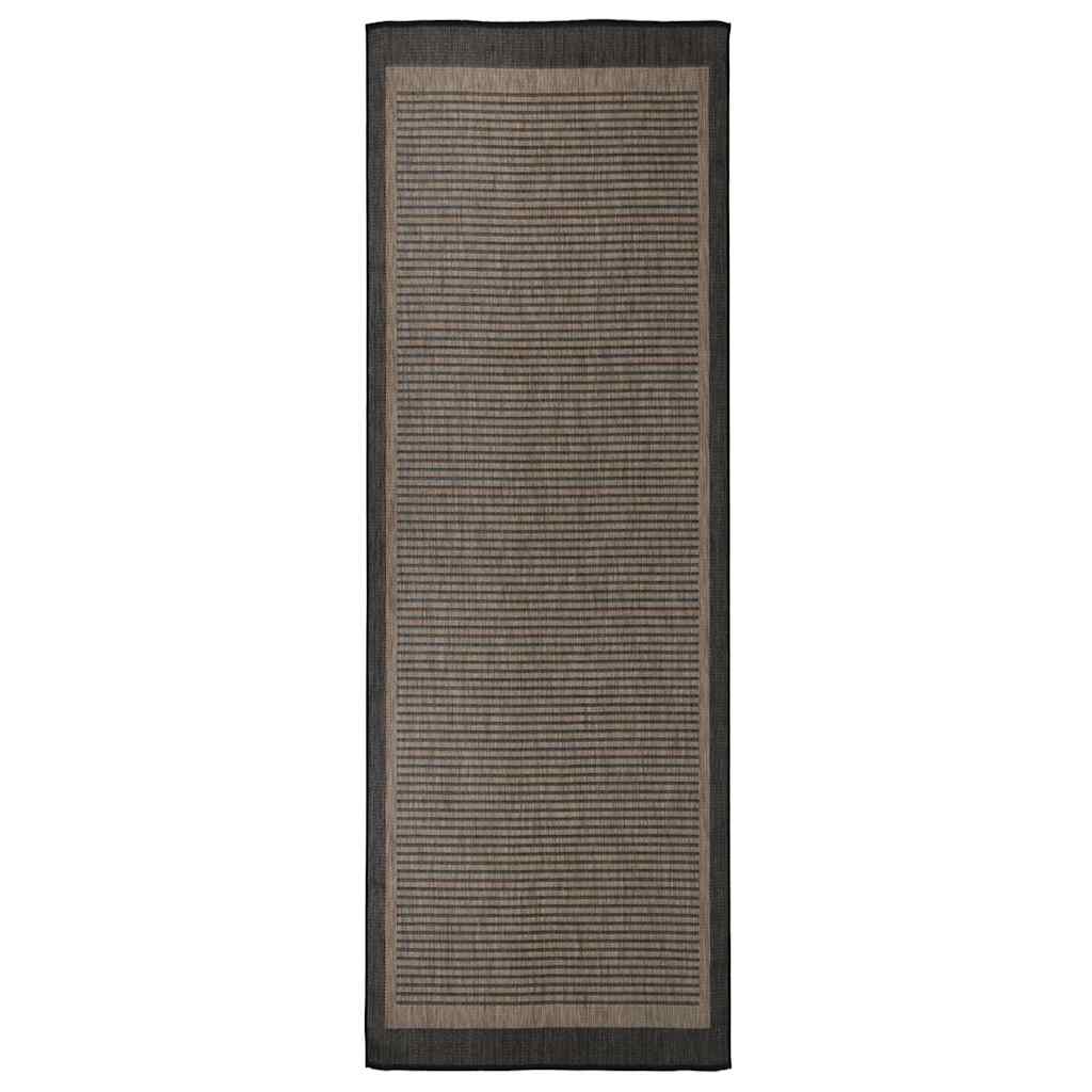 Outdoor Flatweave Rug 80x250 cm Width 80 cm Length 250 cm Dark brown