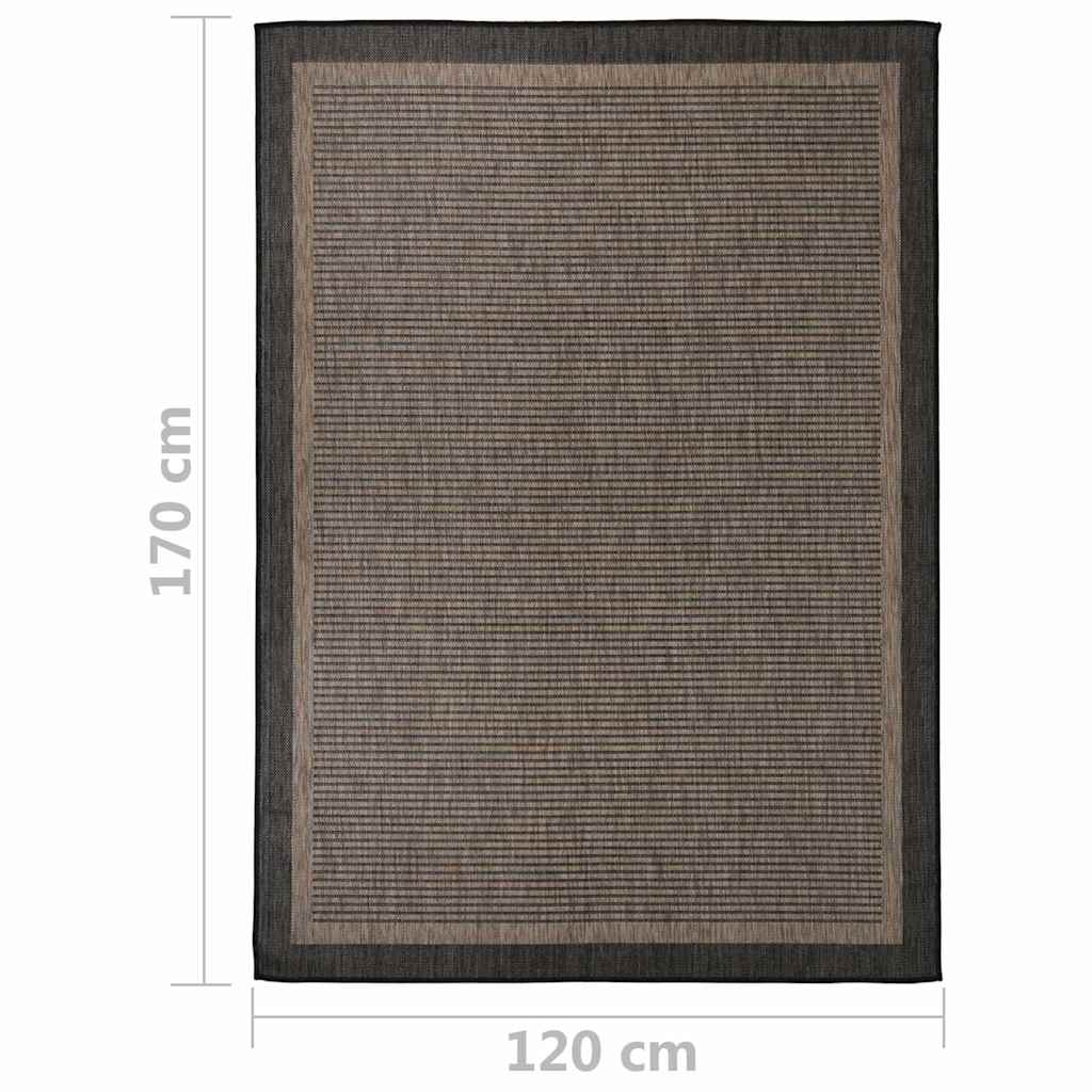 vidaXL Outdoor Flatweave Rug 120x170 cm Dark Brown 6