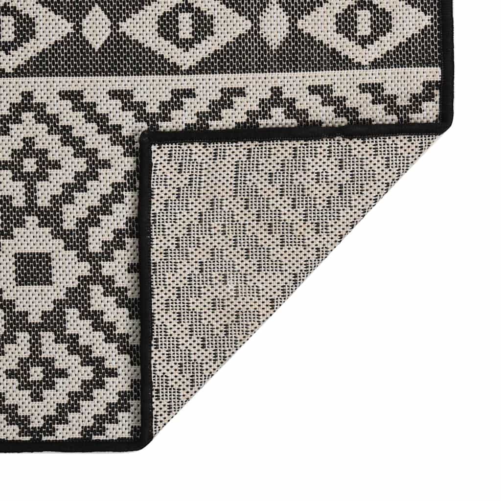 vidaXL Outdoor Flatweave Rug 100x200 cm Black Stripes 2