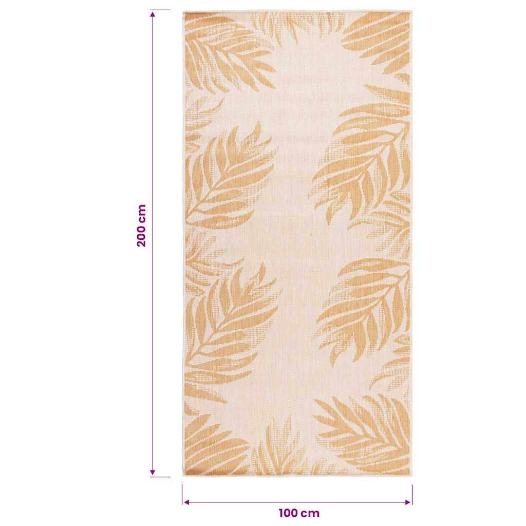 vidaXL Outdoor Flatweave Rug 100x200 cm Leaf Pattern 6