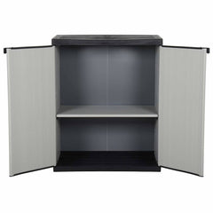 vidaXL Garden Storage Cabinet with 1 Shelf Grey and Black 68x40x85 cm 3