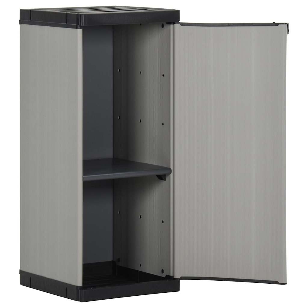 vidaXL Garden Storage Cabinet with 1 Shelf Grey and Black 35x40x85 cm 3