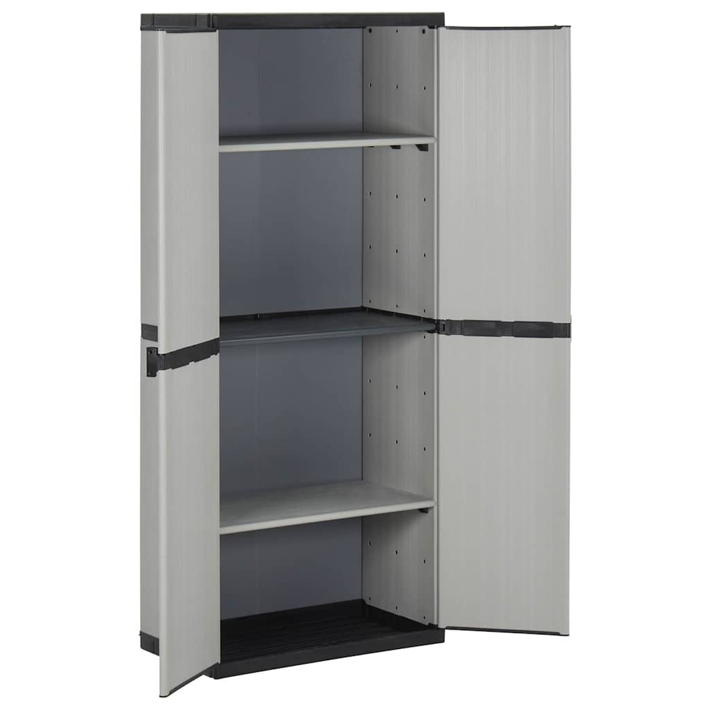 vidaXL Garden Storage Cabinet with 3 Shelves Grey&Black 68x40x168 cm 3