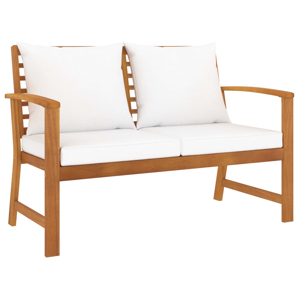 vidaXL Garden Bench 120 cm with Cream Cushion Solid Wood Acacia 1