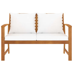 vidaXL Garden Bench 120 cm with Cream Cushion Solid Wood Acacia 2