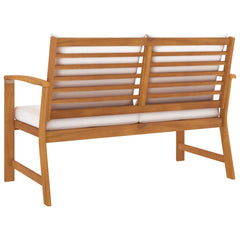 vidaXL Garden Bench 120 cm with Cream Cushion Solid Wood Acacia 4