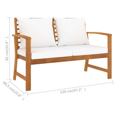 vidaXL Garden Bench 120 cm with Cream Cushion Solid Wood Acacia 6