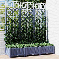 Garden Planter with Trellis PP without Wheels Height 121.5 cm Blue grey 120 cm 40 cm