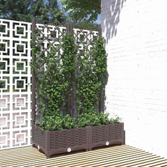 Garden Planter with Trellis PP without Wheels Height 121.5 cm Brown 80 cm 40 cm