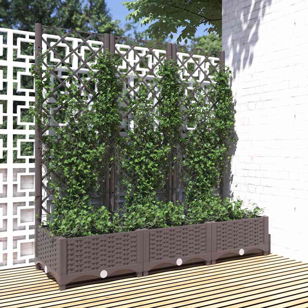 Garden Planter with Trellis PP without Wheels Height 121.5 cm Brown 120 cm 40 cm