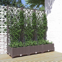 Garden Planter with Trellis PP without Wheels Height 121.5 cm Brown 120 cm 40 cm