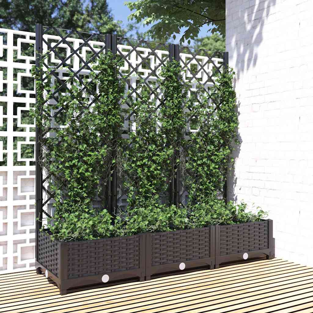 Garden Planter with Trellis PP without Wheels Height 121.5 cm Black 120 cm 40 cm