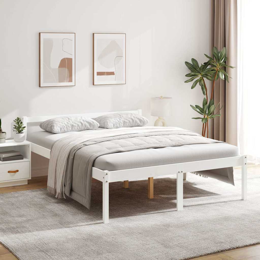 Senior Bed without Mattress Solid Wood Pine White 160 cm 200 cm
