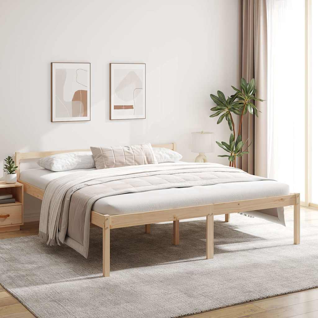 Senior Bed without Mattress Solid Wood Pine Natural 200 cm 200 cm