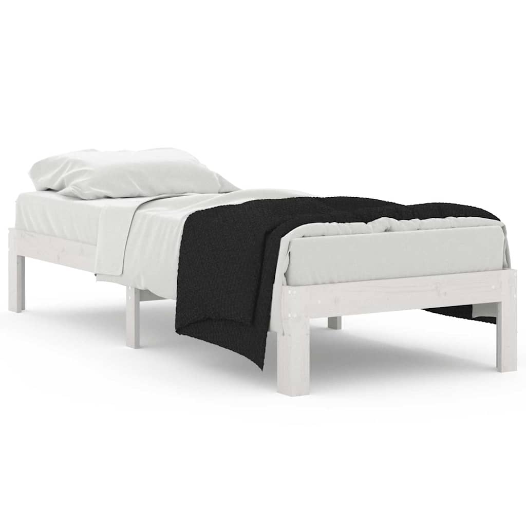 vidaXL Bed Frame | White | Solid pine wood and plywood | Small single | Durable 2