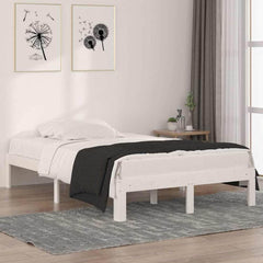 Bed Frame without Mattress Solid Wood Pine White 4ft small double