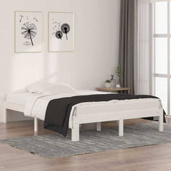Bed Frame without Mattress Solid Wood Pine White 4FT6 Double