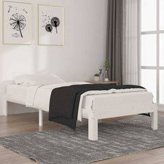 Bed Frame without Mattress Solid Wood Pine White 90 x 200 cm