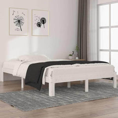 Bed Frame without Mattress Solid Wood Pine White 140 x 200 cm