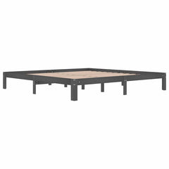 vidaXL Bed Frame without Mattress Grey Solid Wood Pine 200x200cm 3