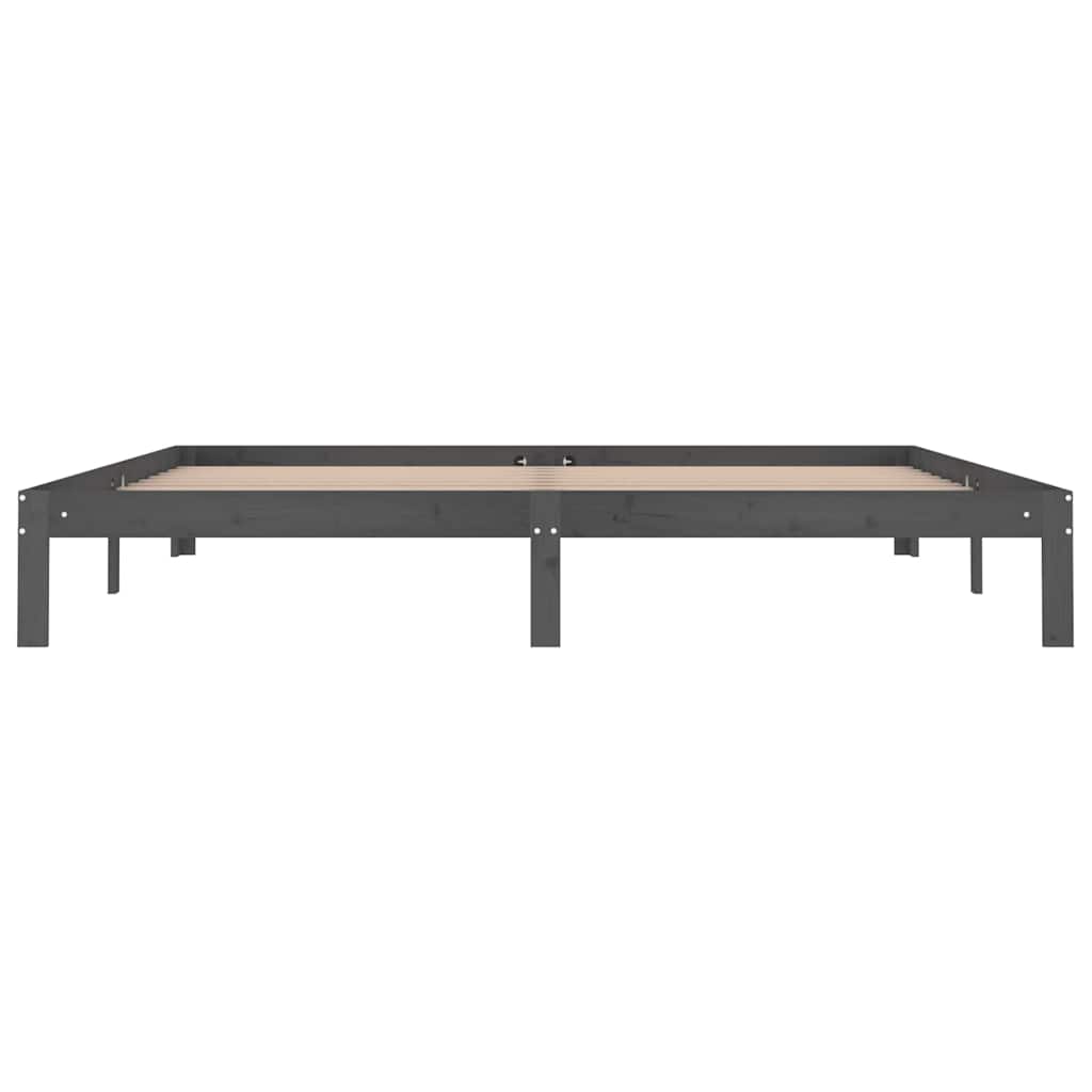 vidaXL Bed Frame without Mattress Grey Solid Wood Pine 200x200cm 4