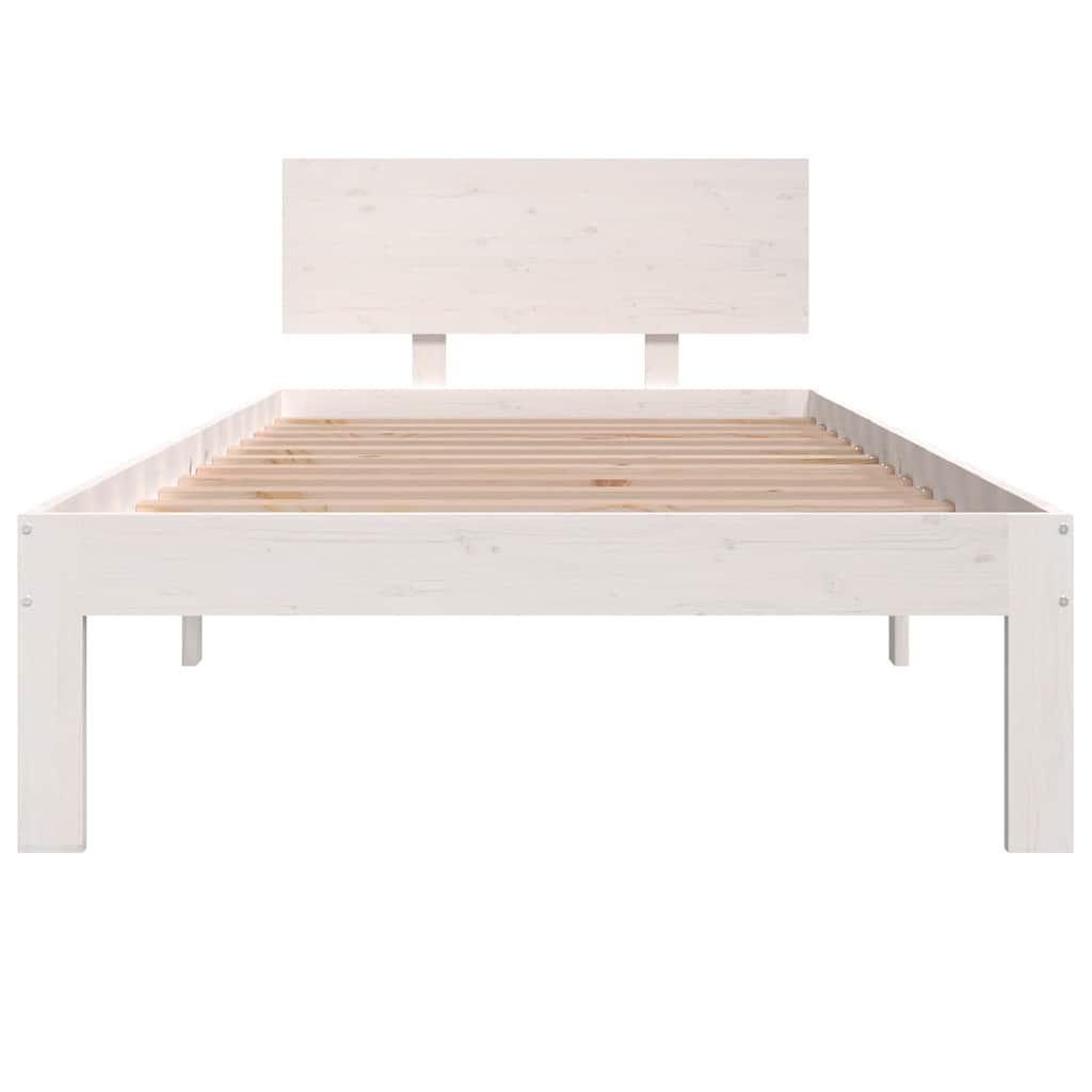 vidaXL Bed Frame without Mattress White Solid Wood Pine 90x200cm 4