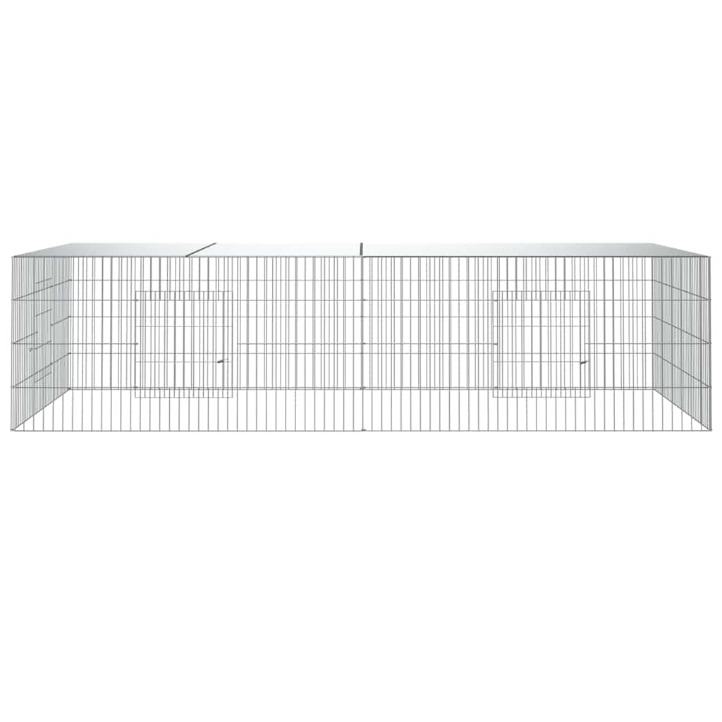 vidaXL 2-Panel Rabbit Cage 220x110x55 cm Galvanised Iron 3