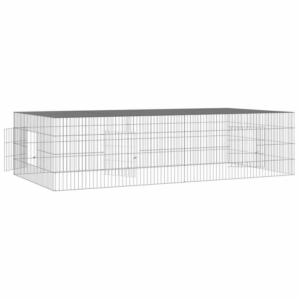 vidaXL 2-Panel Rabbit Cage 220x110x55 cm Galvanised Iron 4
