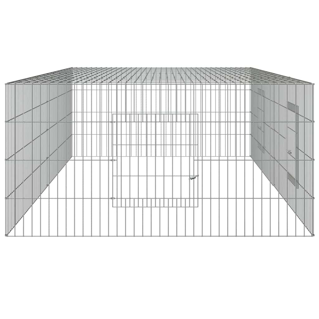 vidaXL 2-Panel Rabbit Cage 220x110x55 cm Galvanised Iron 5