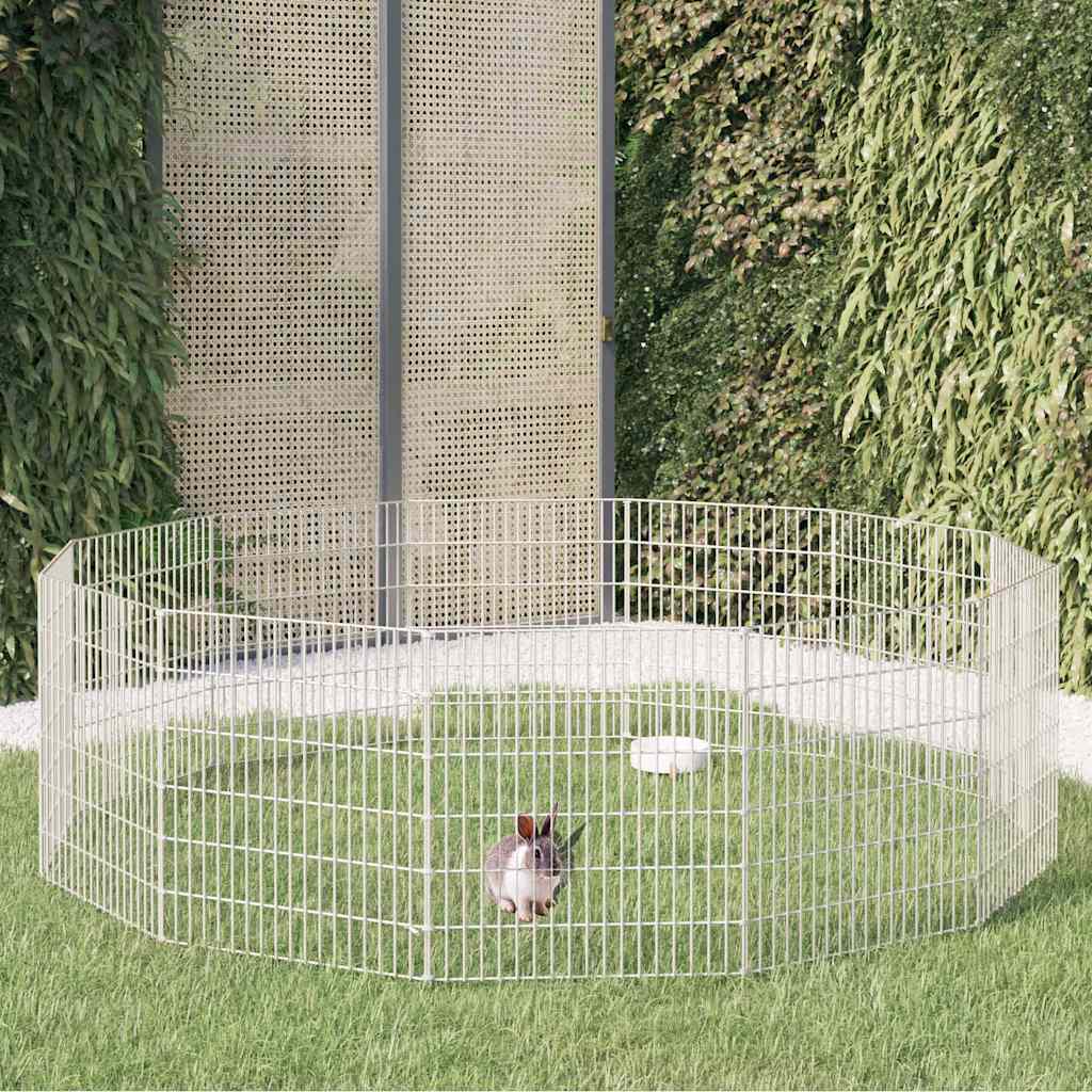 vidaXL Free Range Animal Enclosure 12-Panel 54x60 cm Galvanised Iron 1