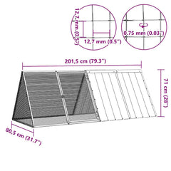 Rabbit Cage 201,5x80,5x71 cm Galvanised Steel Anthracite