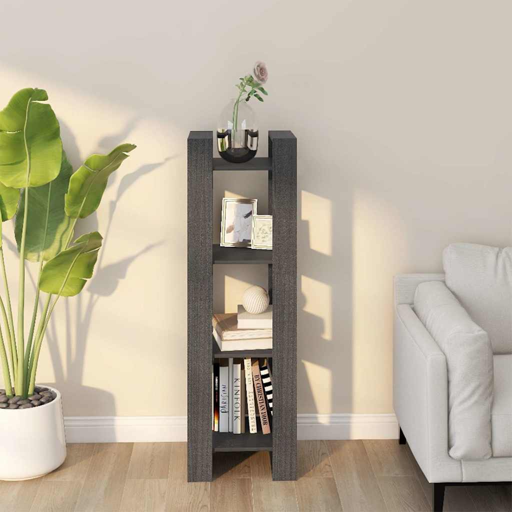 vidaXL Book Cabinet | Grey | Solid pine wood | 125 cm high | Book Cabinet 1
