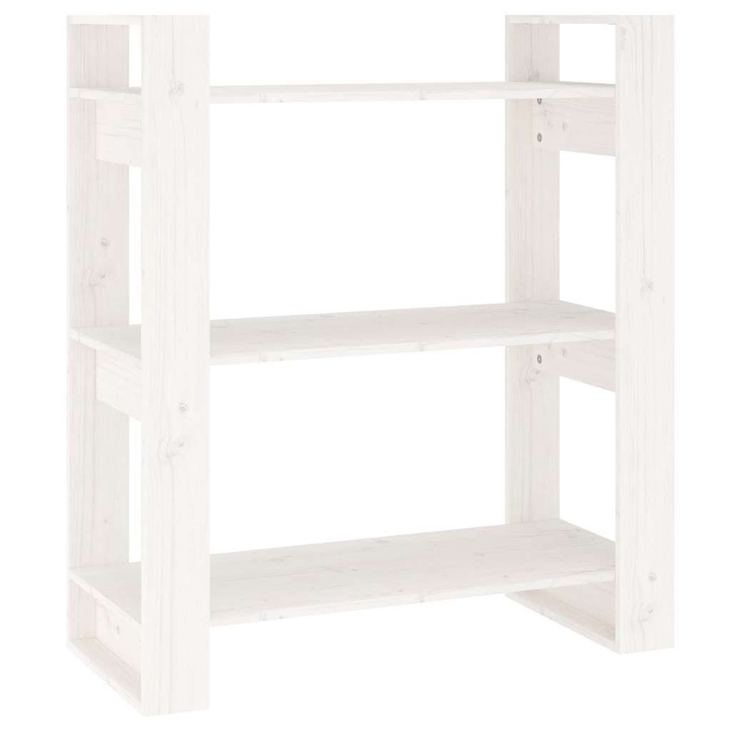 vidaXL Book Cabinet/Room Divider White 80x35x91 cm Solid Wood Pine 2