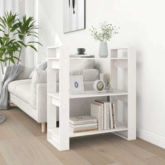 Book Cabinet/Room Divider Solid Wood Pine Width 80 cm White 91 cm