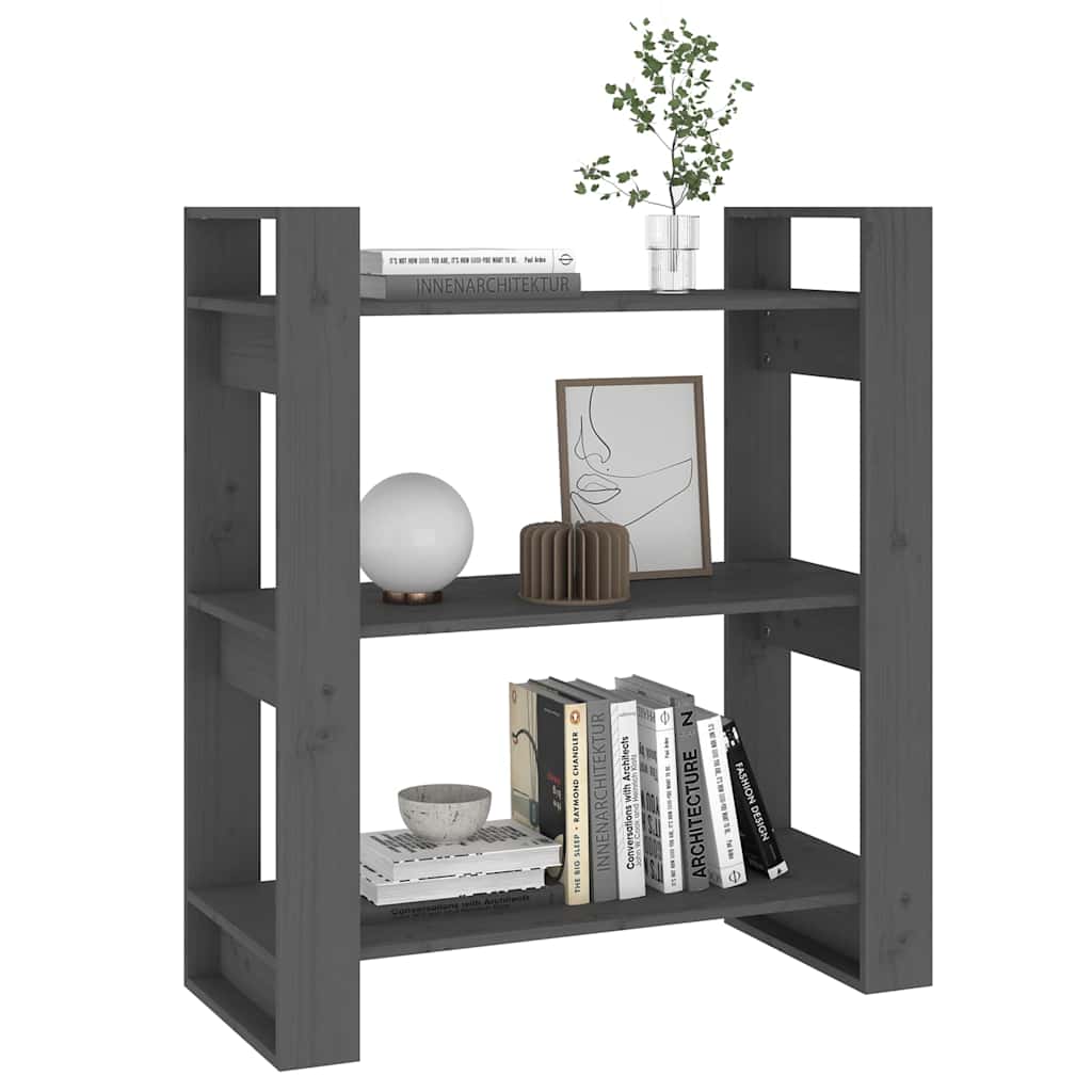 vidaXL Book Cabinet | Grey | Solid Pine Wood | 80x35x91 cm | Book Cabinet 4