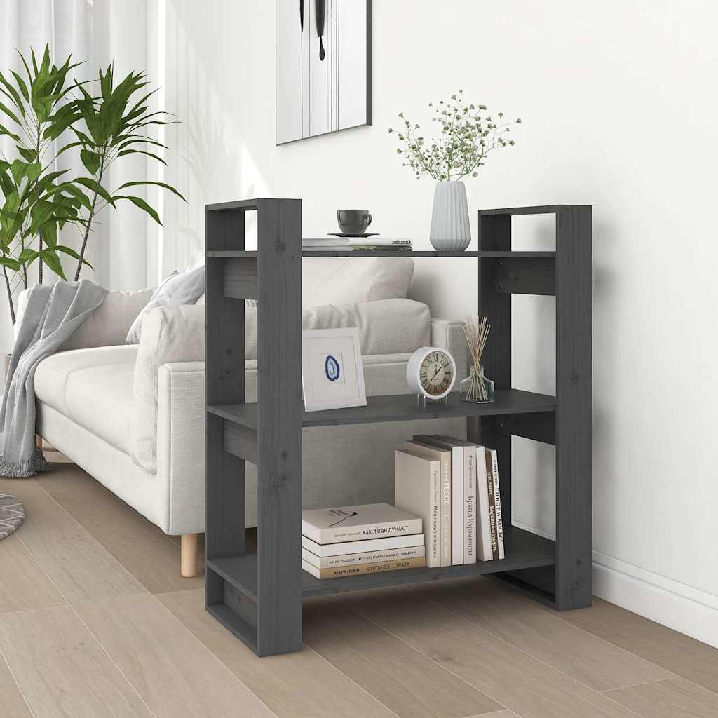 vidaXL Book Cabinet | Grey | Solid Pine Wood | 80x35x91 cm | Book Cabinet 1