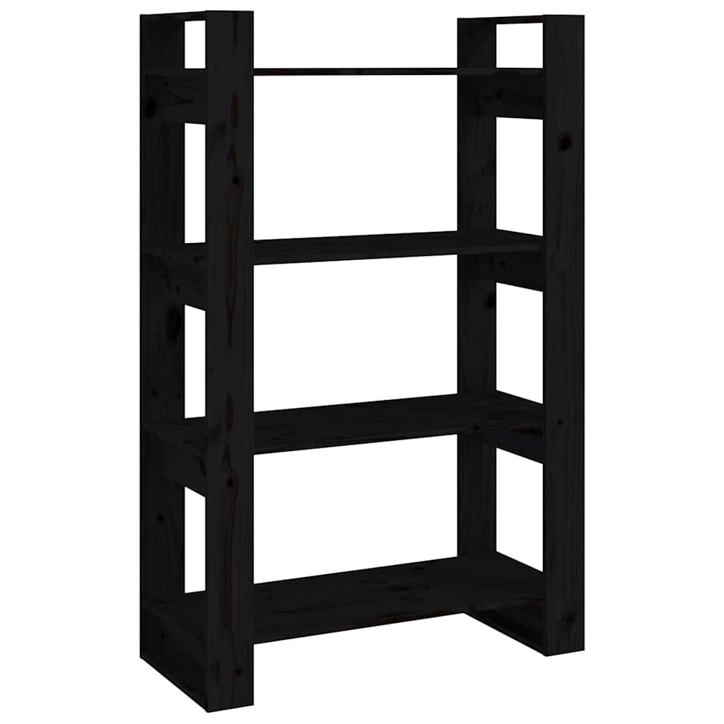 vidaXL Book Cabinet/Room Divider Black 80x35x125 cm Solid Wood Pine 2