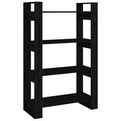 vidaXL Book Cabinet/Room Divider Black 80x35x125 cm Solid Wood Pine 2
