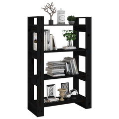 vidaXL Book Cabinet/Room Divider Black 80x35x125 cm Solid Wood Pine 4