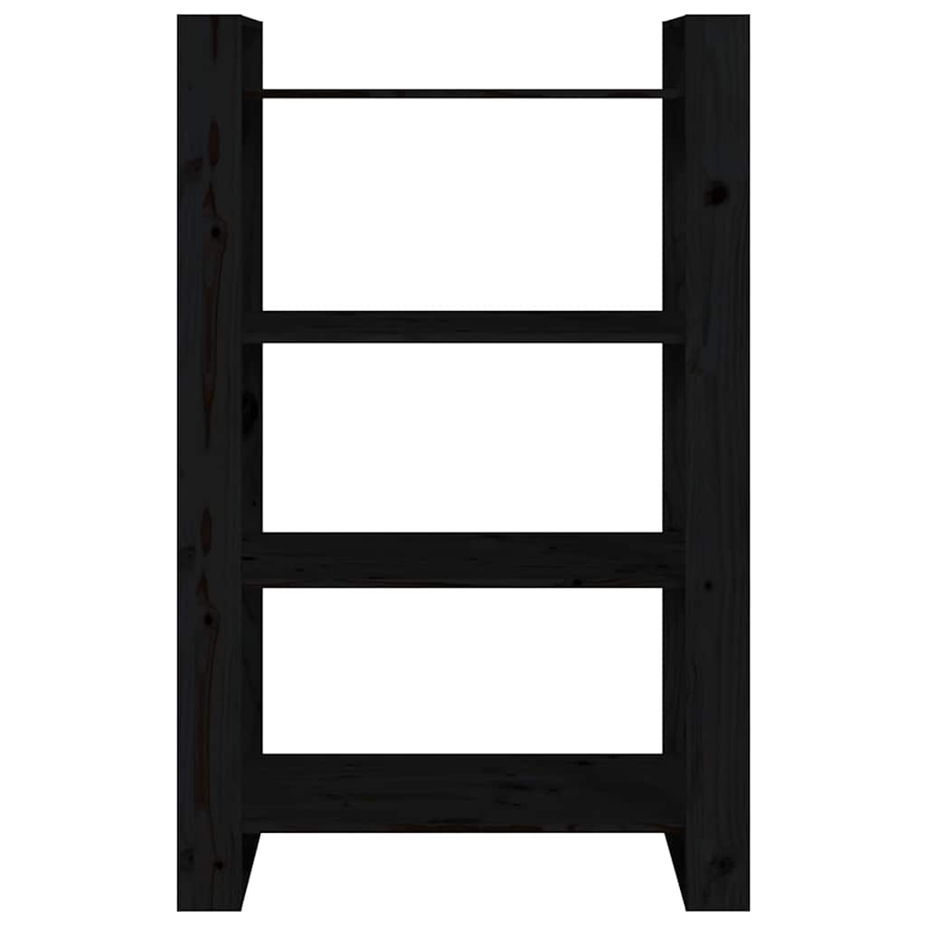vidaXL Book Cabinet/Room Divider Black 80x35x125 cm Solid Wood Pine 5