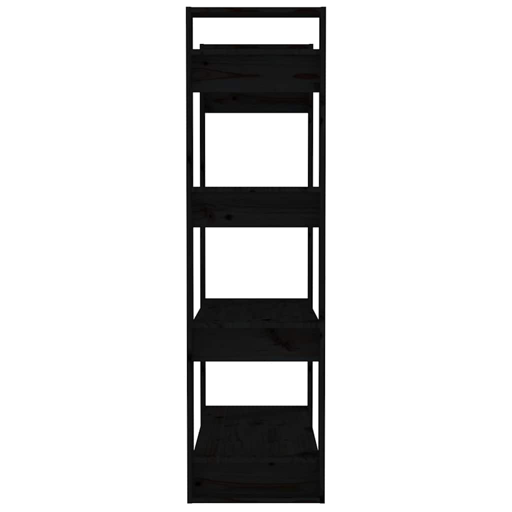 vidaXL Book Cabinet/Room Divider Black 80x35x125 cm Solid Wood Pine 6