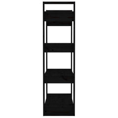 vidaXL Book Cabinet/Room Divider Black 80x35x125 cm Solid Wood Pine 6