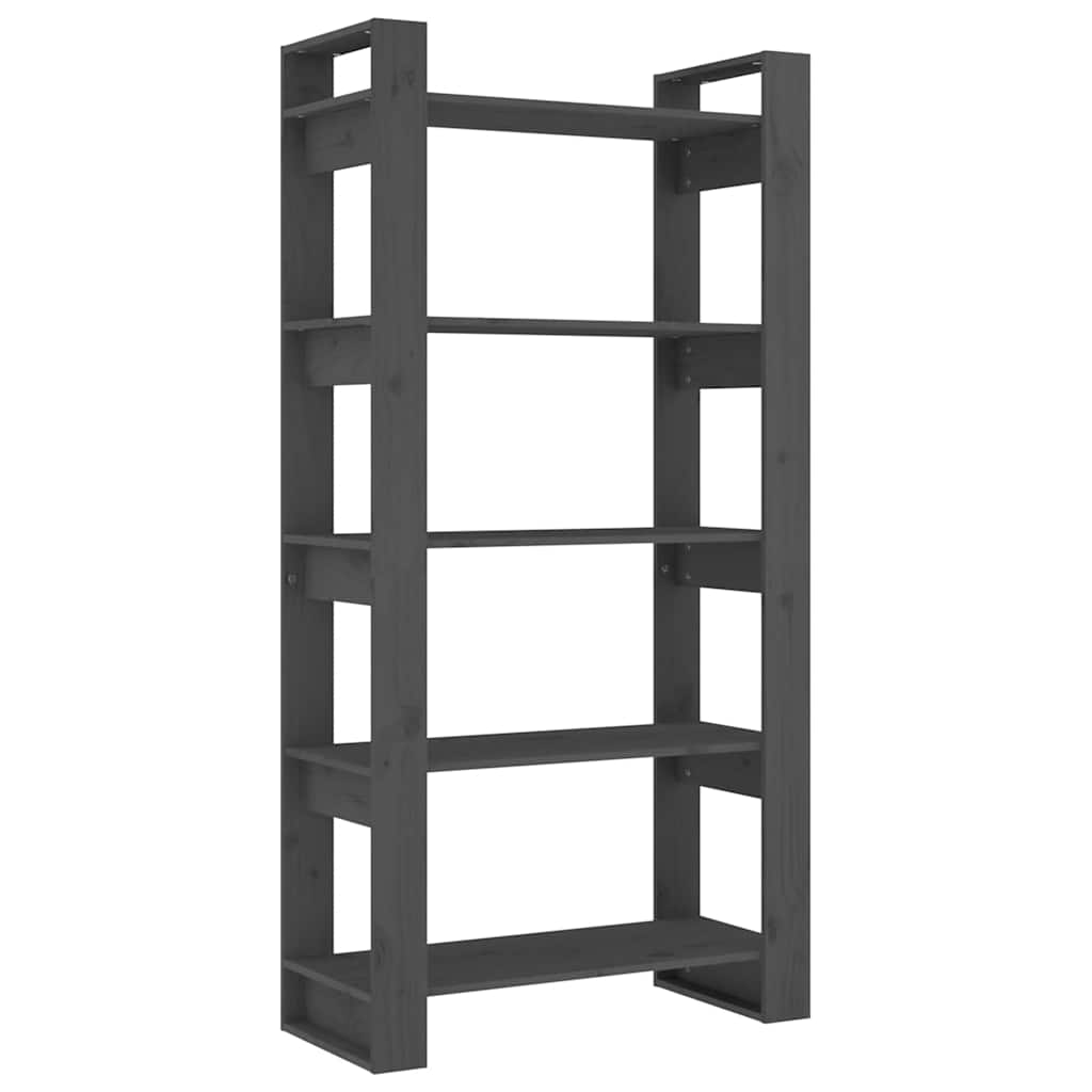 Book Cabinet/Room Divider Solid Wood Pine Width 80 cm Grey 160 cm