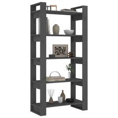 vidaXL Book Cabinet | Grey | Solid pine wood | Medium | Book Cabinet 4